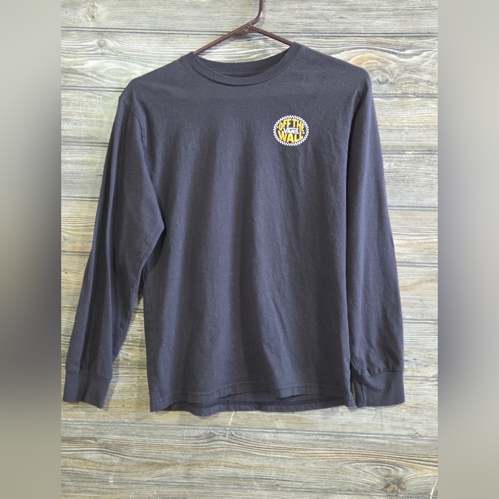 Vans Off The Wall Logo Graphic Long Sleeve Tee Black Men's Size Small